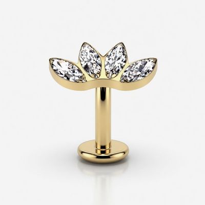 Bauchnabelpiercing Titan vergoldet mit Kristallblättern