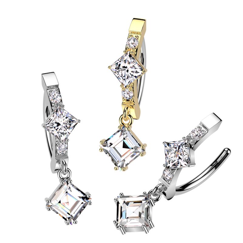 Bauchnabelpiercing Ring Rhombus silber