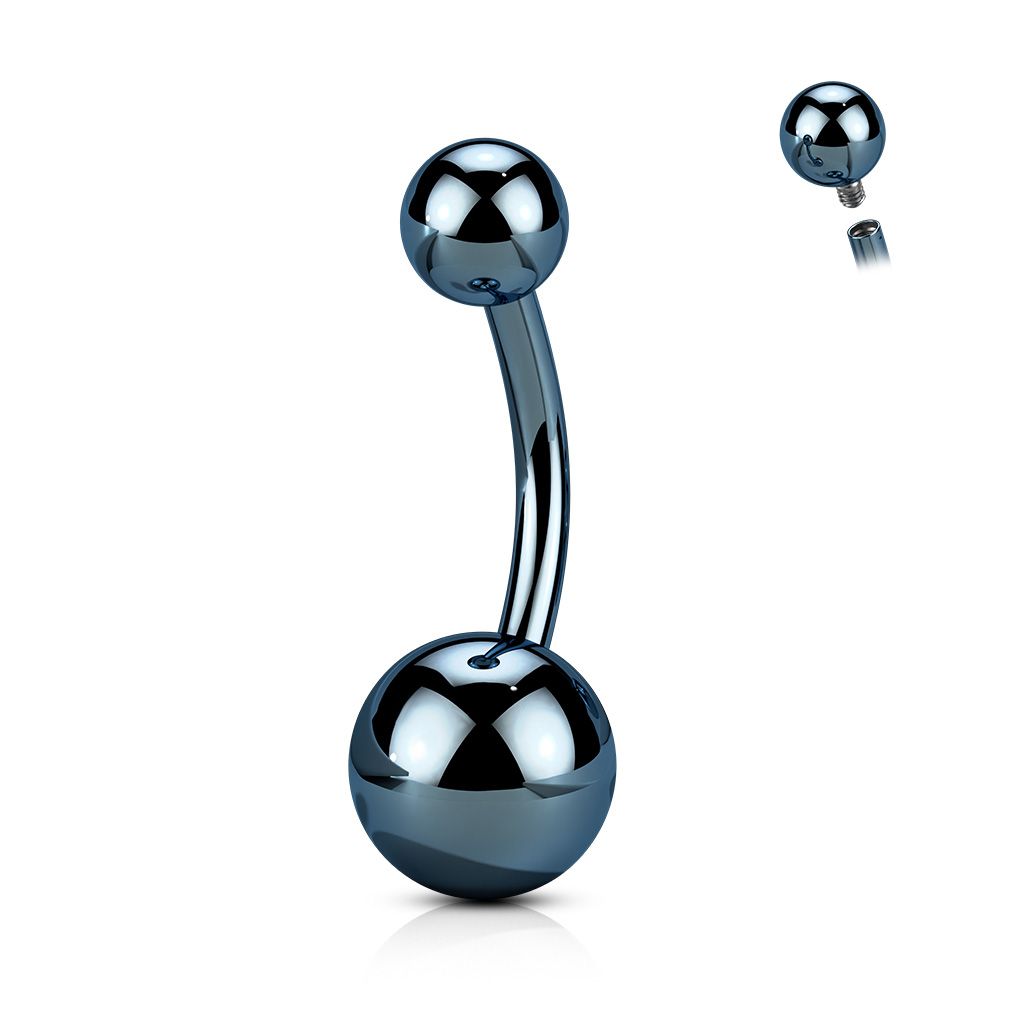 Bauchnabelpiercing aus Titan ASTM F-136 blau