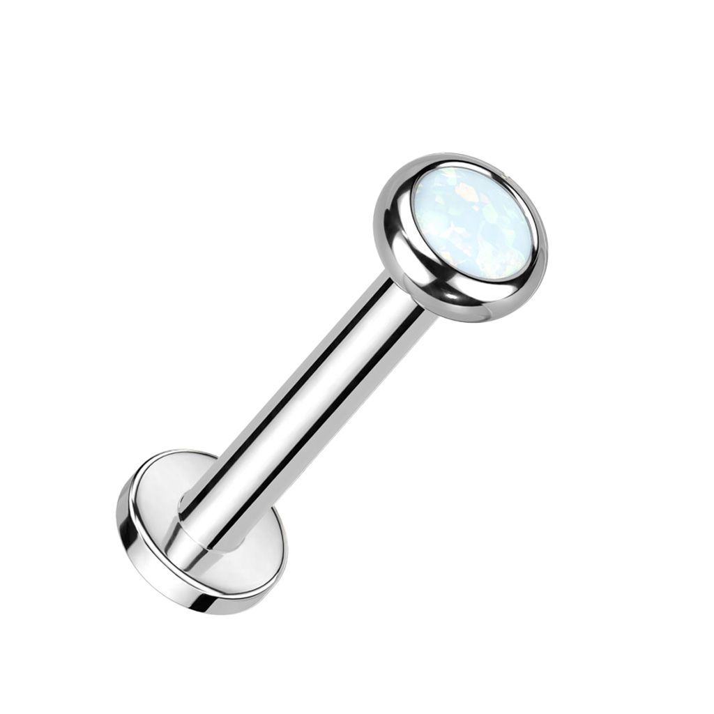 Labret aus Titan und Innengewinde Opal weiss