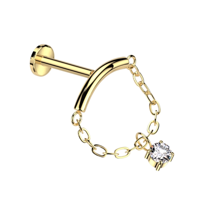 Upper Helix Piercing mit Kette vergoldet