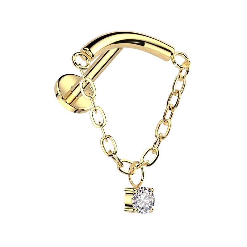 Upper Helix Piercing mit Kette vergoldet