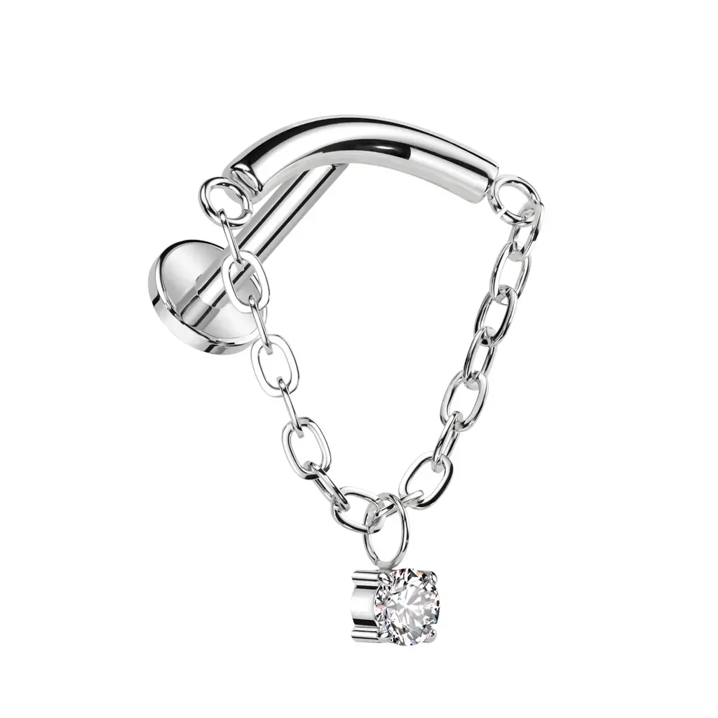 Upper Helix Piercing mit Kette silber