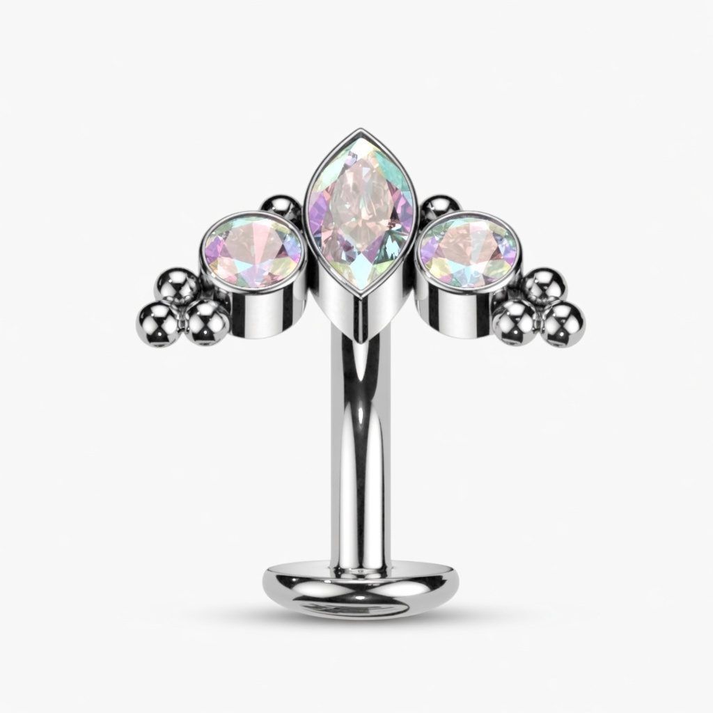 Bauchnabelpiercing umgedreht schillernd