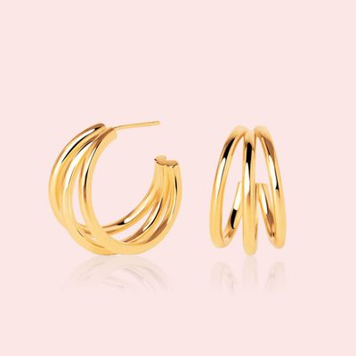 Triple Creolen vergoldet oder Gold-Silber-Look