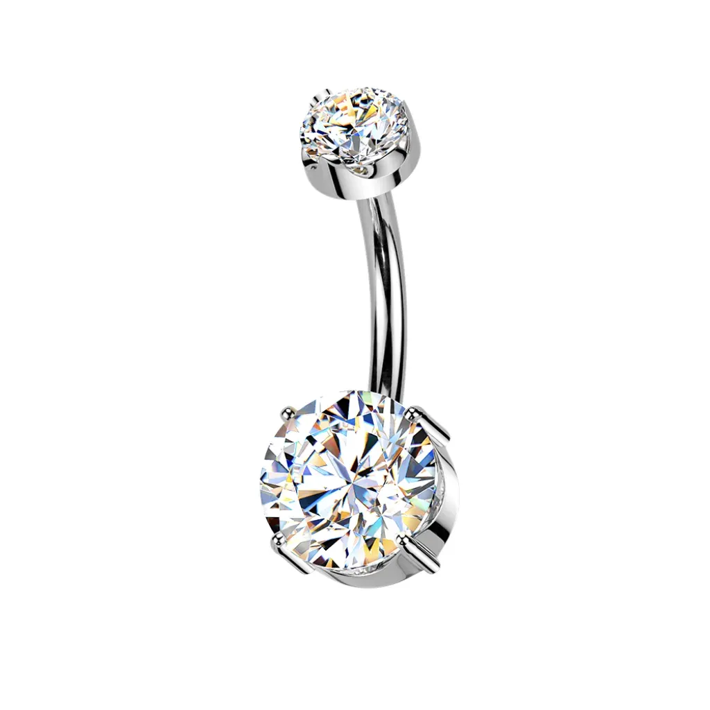 Bauchnabelpiercing aus Titan mit Moissanit-Diamanten