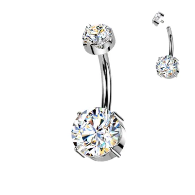 Piercing au nombril en titane avec moissanite