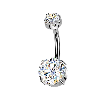 Bauchnabelpiercing aus Titan mit Moissanit-Diamanten