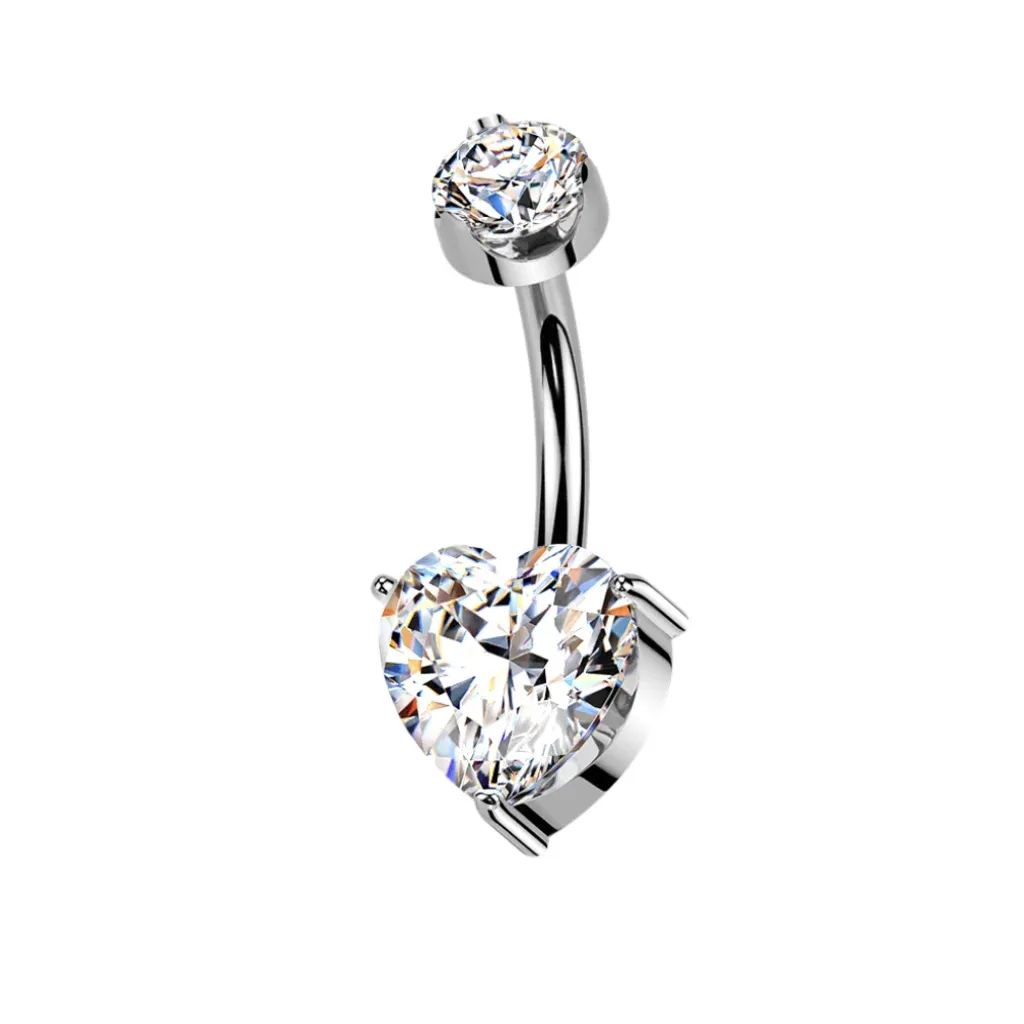 Bauchnabelpiercing aus Titan Moissanit-Diamanten Herz
