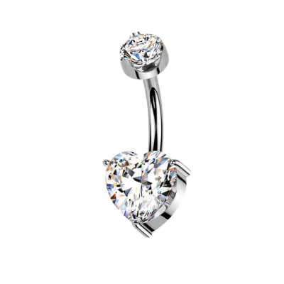 Bauchnabelpiercing aus Titan Moissanit-Diamanten Herz