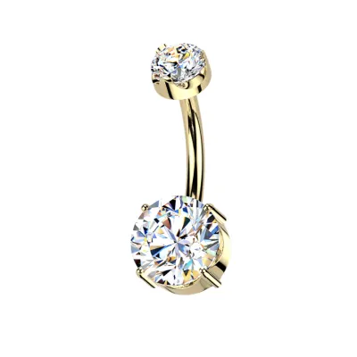 Vergoldetes Titan-Bauchnabelpiercing mit Moissanit 