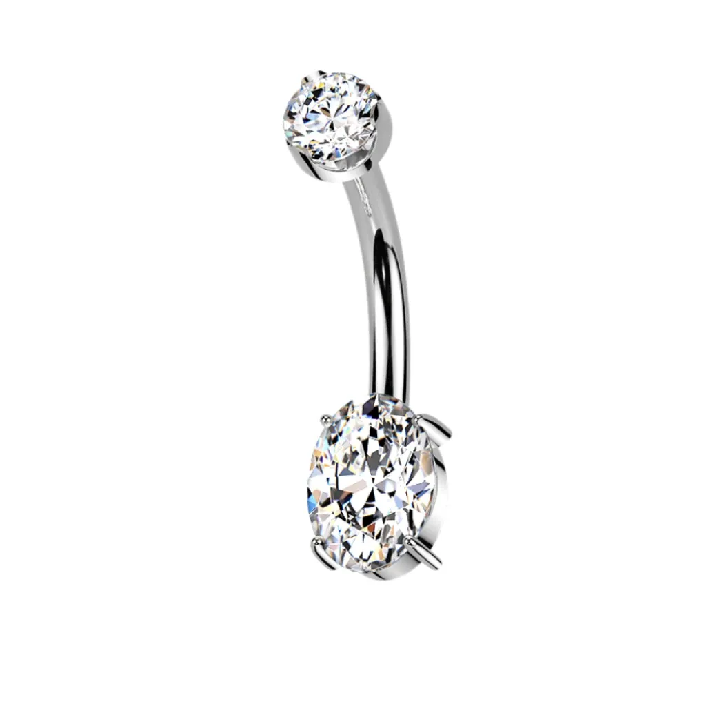 Bauchnabelpiercing aus Titan Moissanit-Diamanten oval