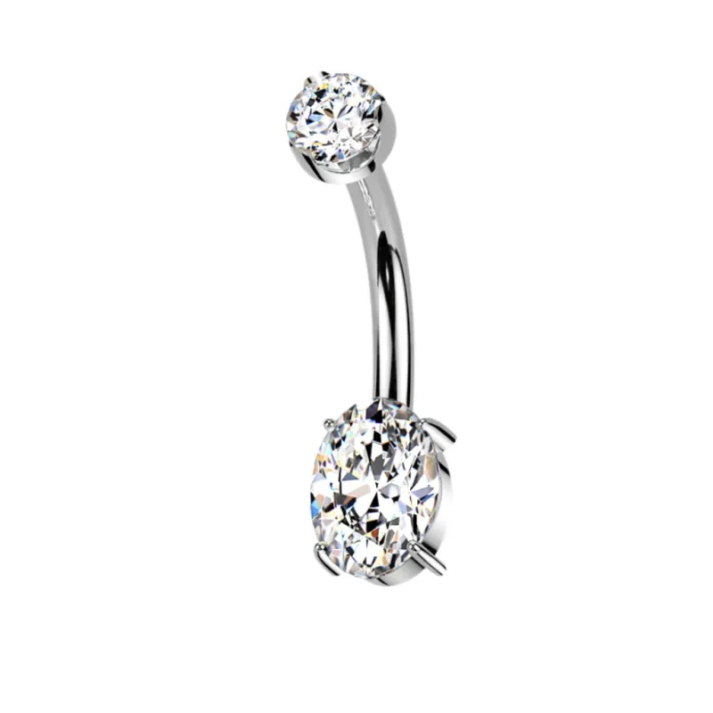 Piercing au nombril en titane avec diamants moissanite taillée en ovale