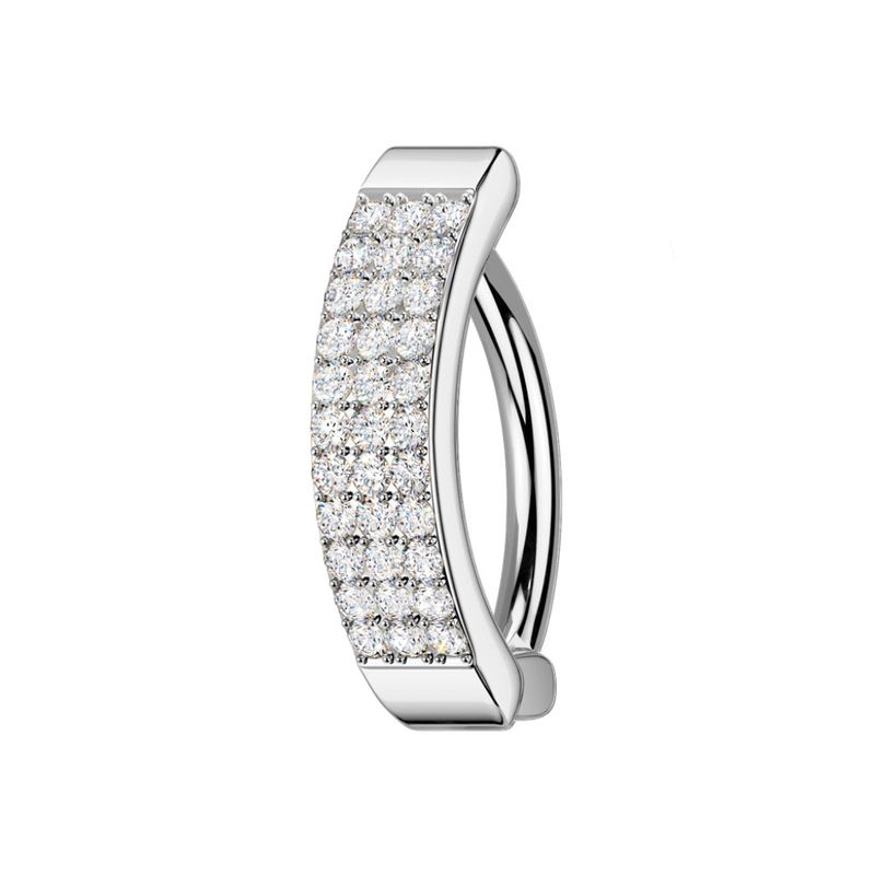 Piercing au nombril en anneau avec lignes de zirconiums blancs