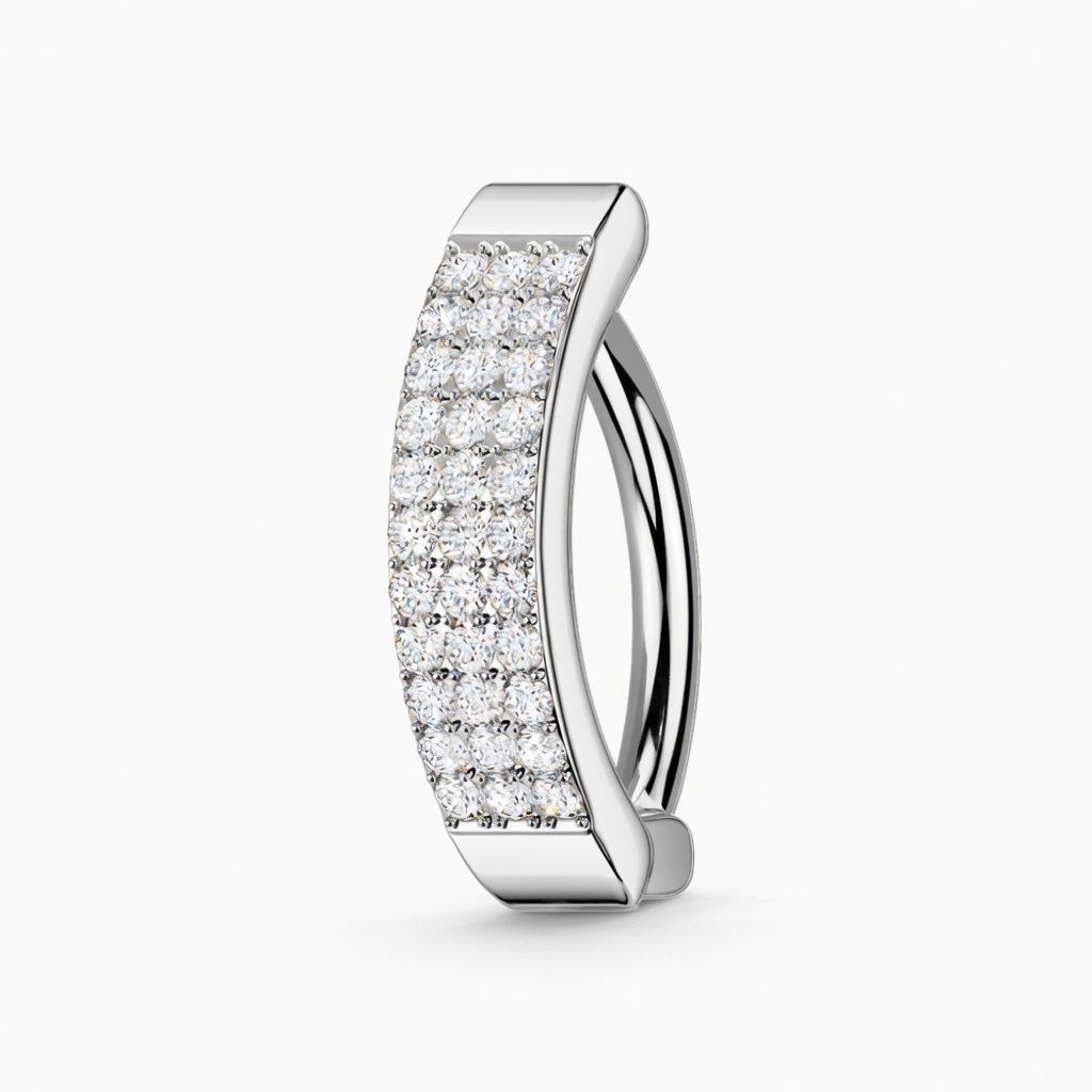 Piercing au nombril en anneau avec lignes de zirconiums blancs