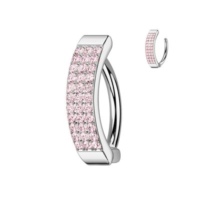 Bauchnabelpiercing drei Reihen CZ pink