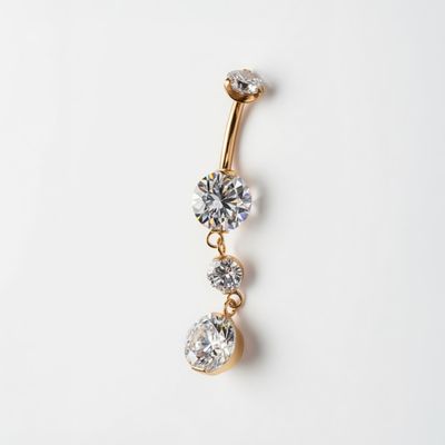 Bauchnabelpiercing aus Titan facettierten CZ Anhänger vergoldet