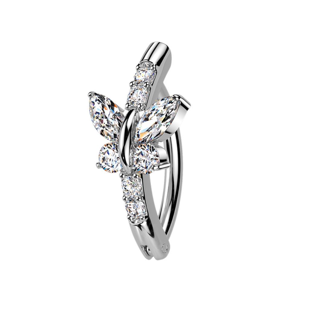 Bauchnabelpiercing Ring Schmetterling silber