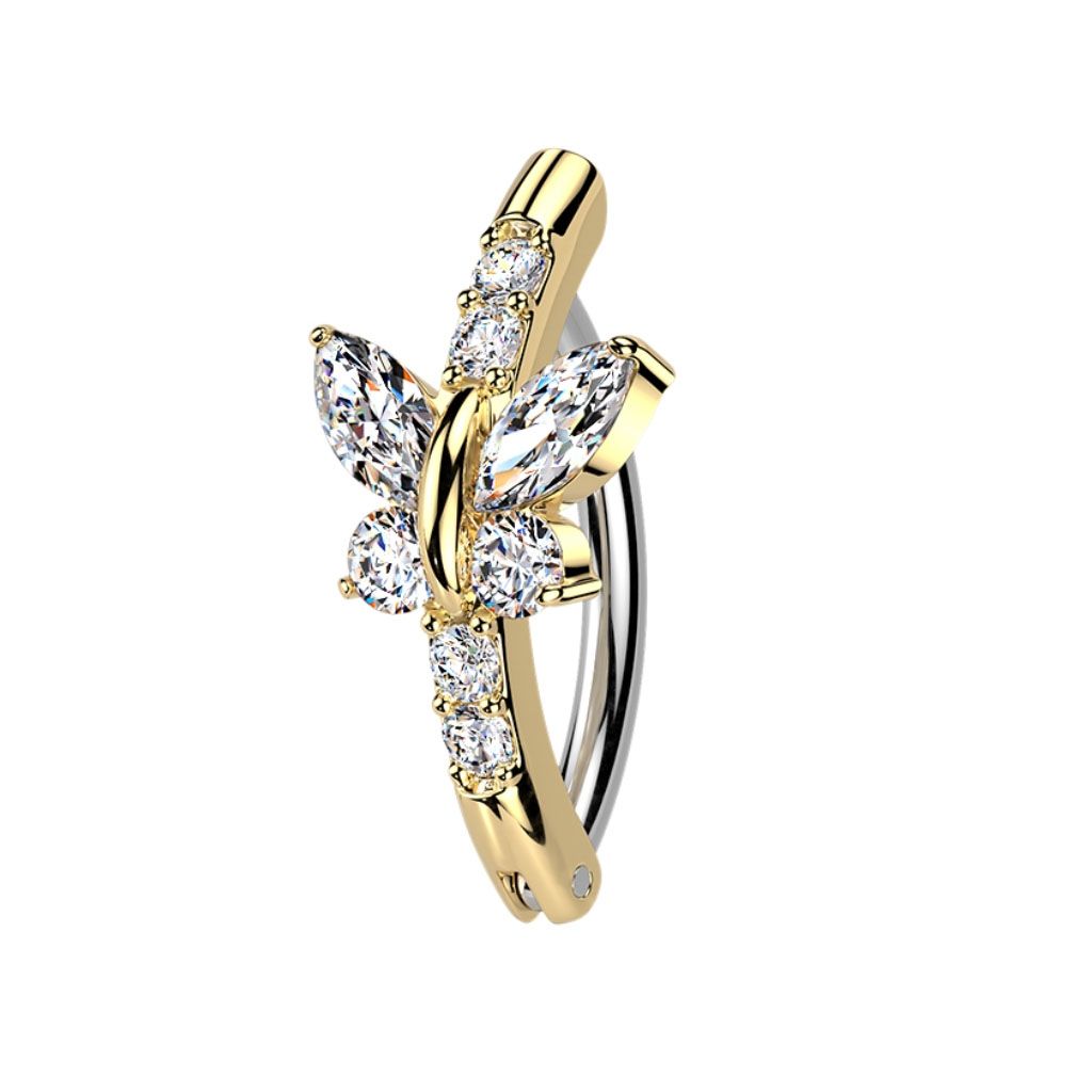 Bauchnabelpiercing Ring Schmetterling vergoldet