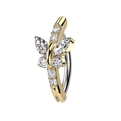 Bauchnabelpiercing Ring Schmetterling vergoldet