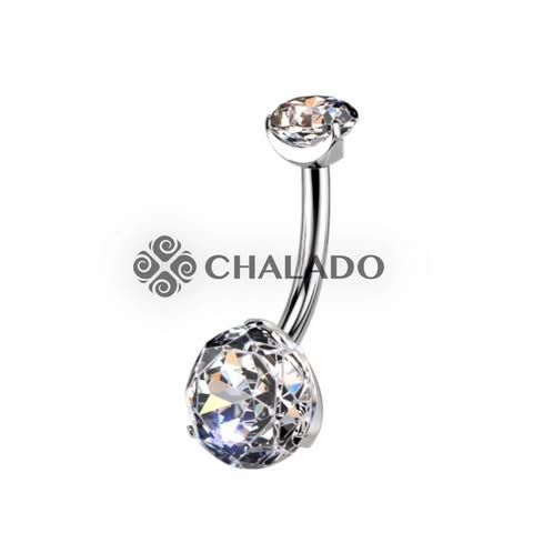 Piercing au nombril en titane avec cristal Rose Cut