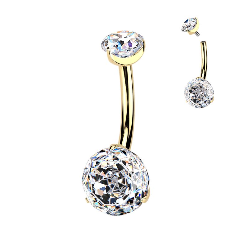 Piercing nombril or 24 carats avec cristal Rose Cut
