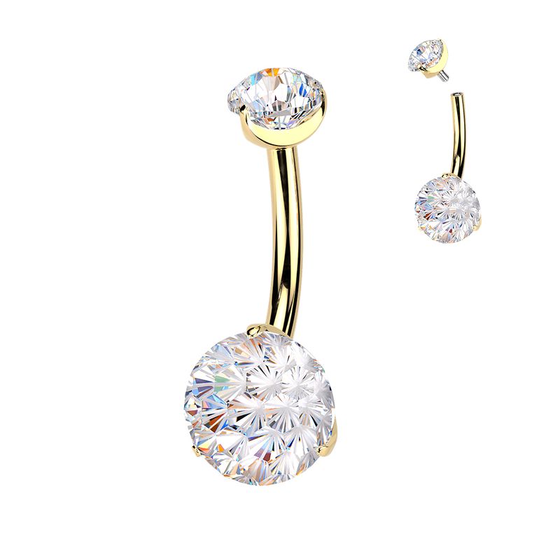Piercing au nombril avec cristal Fireworks cut plaqué Or  24 carats