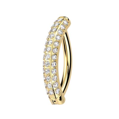 Bauchnabelpiercing Ring aus Titan drei Reihen vergoldet