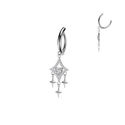 Bauchnabelpiercing Ring mit Kristallraute und Sternanhänger
