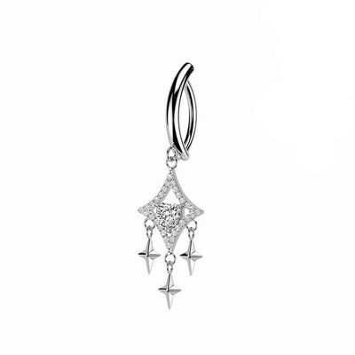 Bauchnabelpiercing Ring mit Kristallraute und Sternanhänger