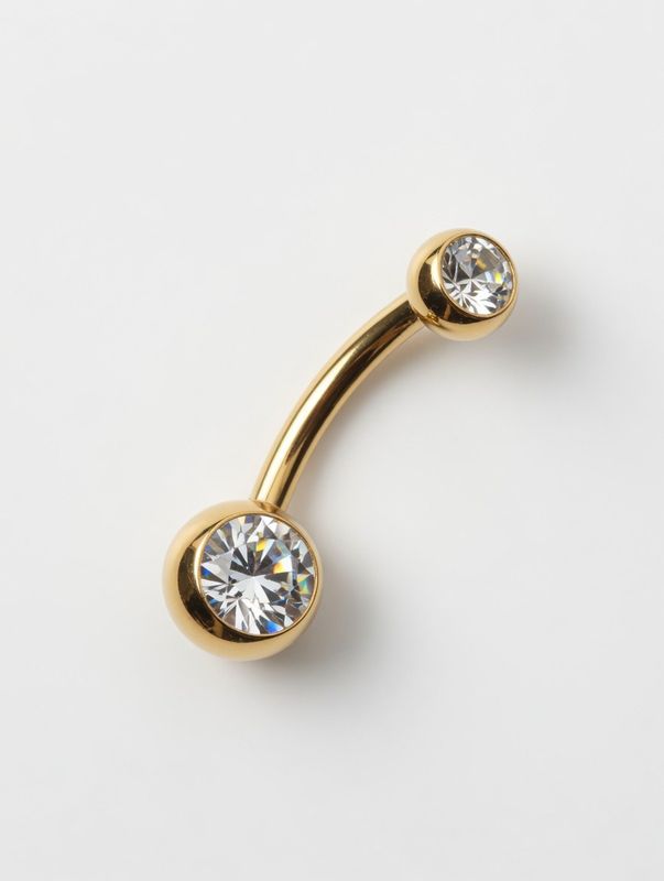 Piercing au nombril plaqué or 24 carats avec double zircon