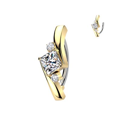 Bauchnabelpiercing aus Titan im Rauten-Design vergoldet