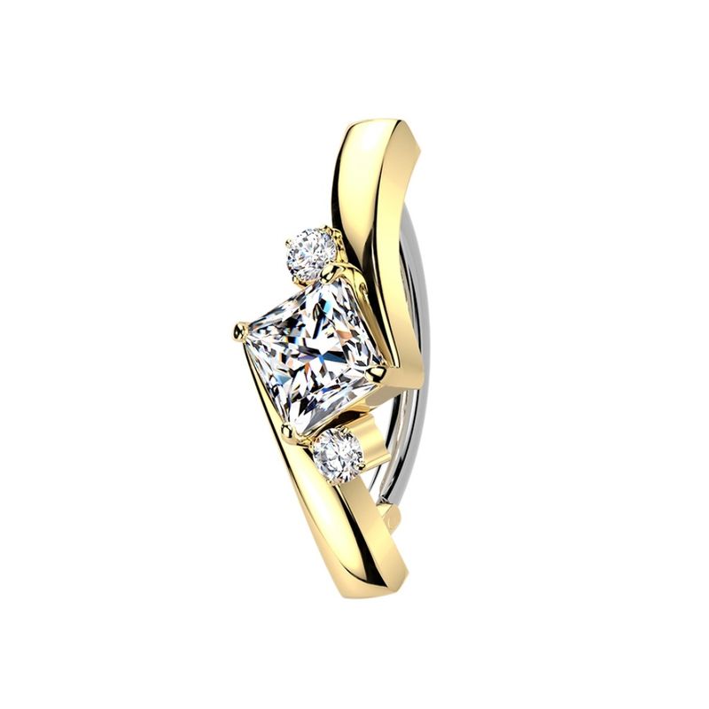 Bauchnabelpiercing aus Titan im Rauten-Design vergoldet