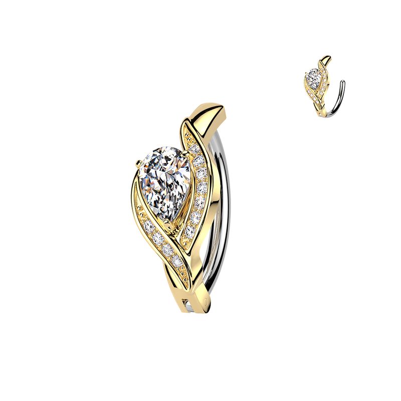 Piercing au nombril goutte de cristal doré