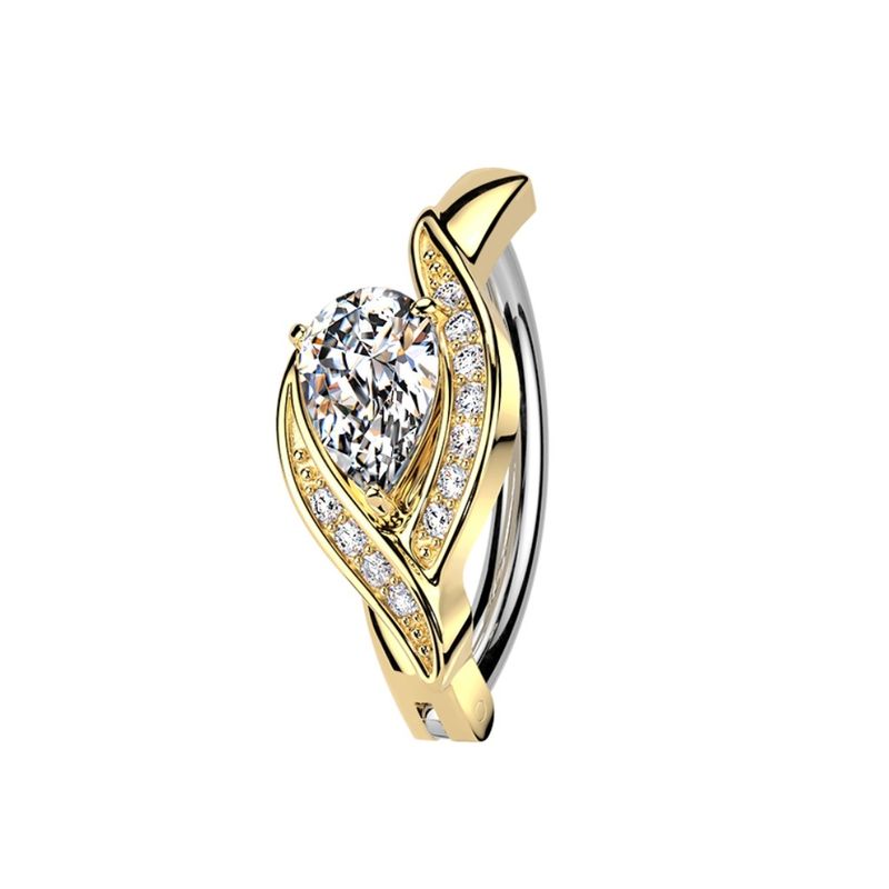 Bauchnabelpiercing mit Kristall-Tropfen vergoldet