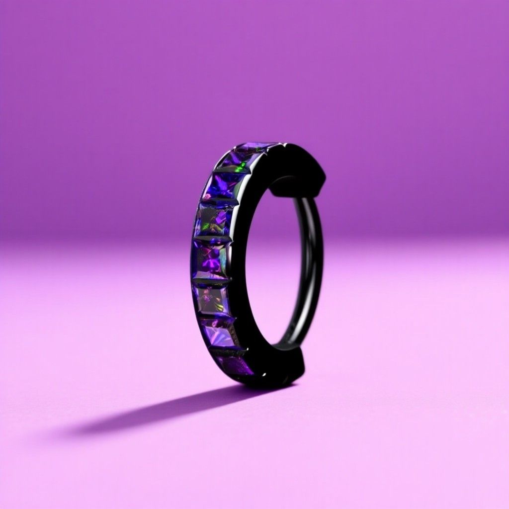 Conch Piercing Segmentring breit schwarz