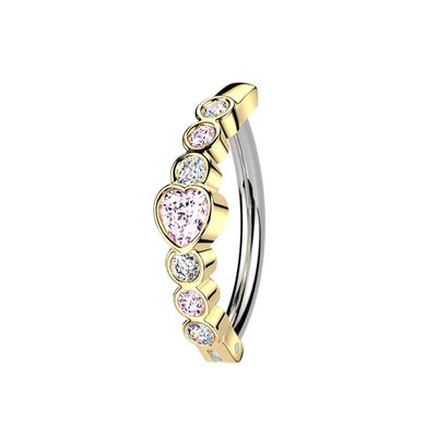 Bauchnabelpiercing Ring mit Herz-Zirkonia vergoldet