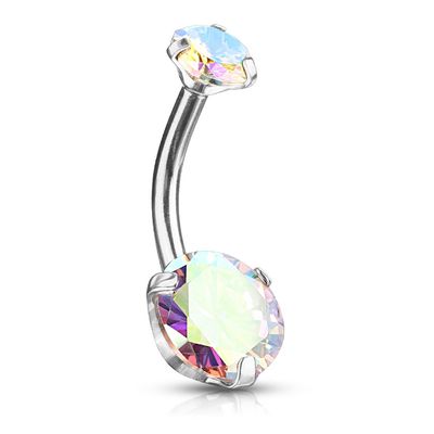 Bauchnabelpiercing mit AB CZ gefasst, Innengewinde