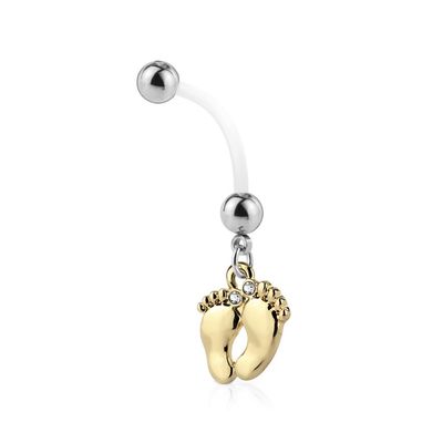Bauchnabelpiercing Schwangerschaft Babyfüsschen vergoldet