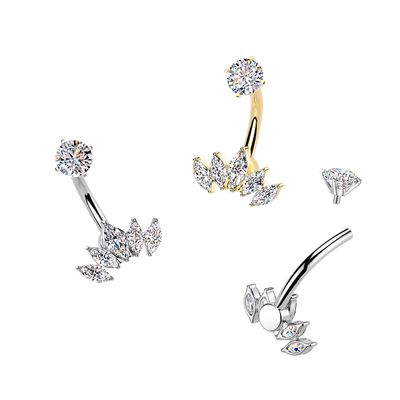 Titan Bauchnabelpiercing mit Innengewinde und Zirkonia-Krone