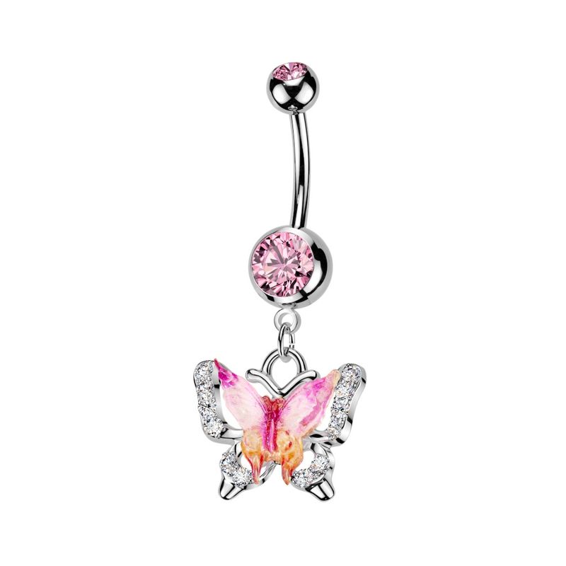 Bauchnabelpiercing Schmetterling Emaille &amp; CZ