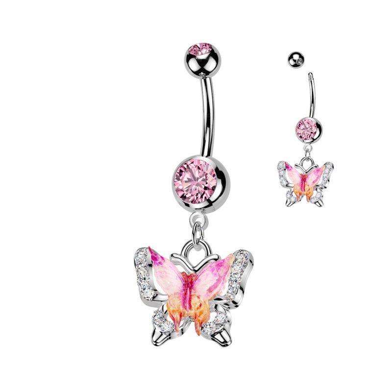 Bauchnabelpiercing Schmetterling Emaille &amp; CZ