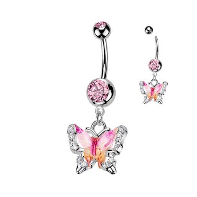 Bauchnabelpiercing Schmetterling Emaille &amp; CZ