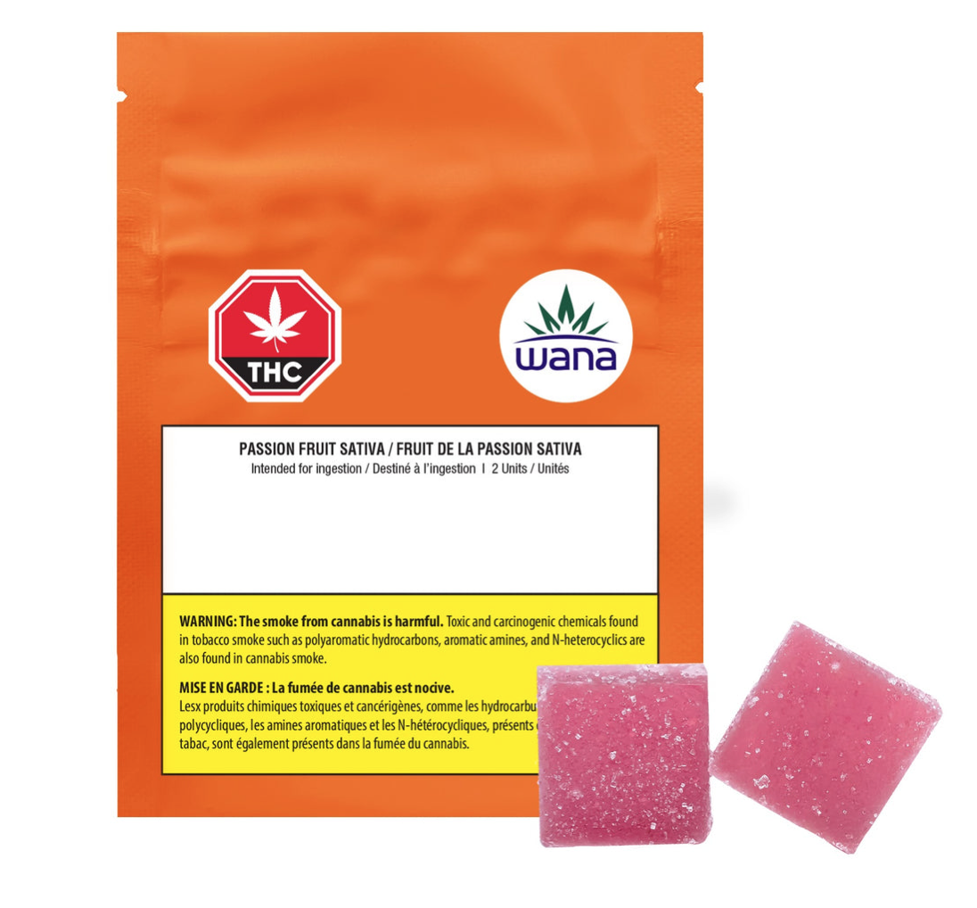 9g WANA-Passionfruit Sativa 2/pc gummies