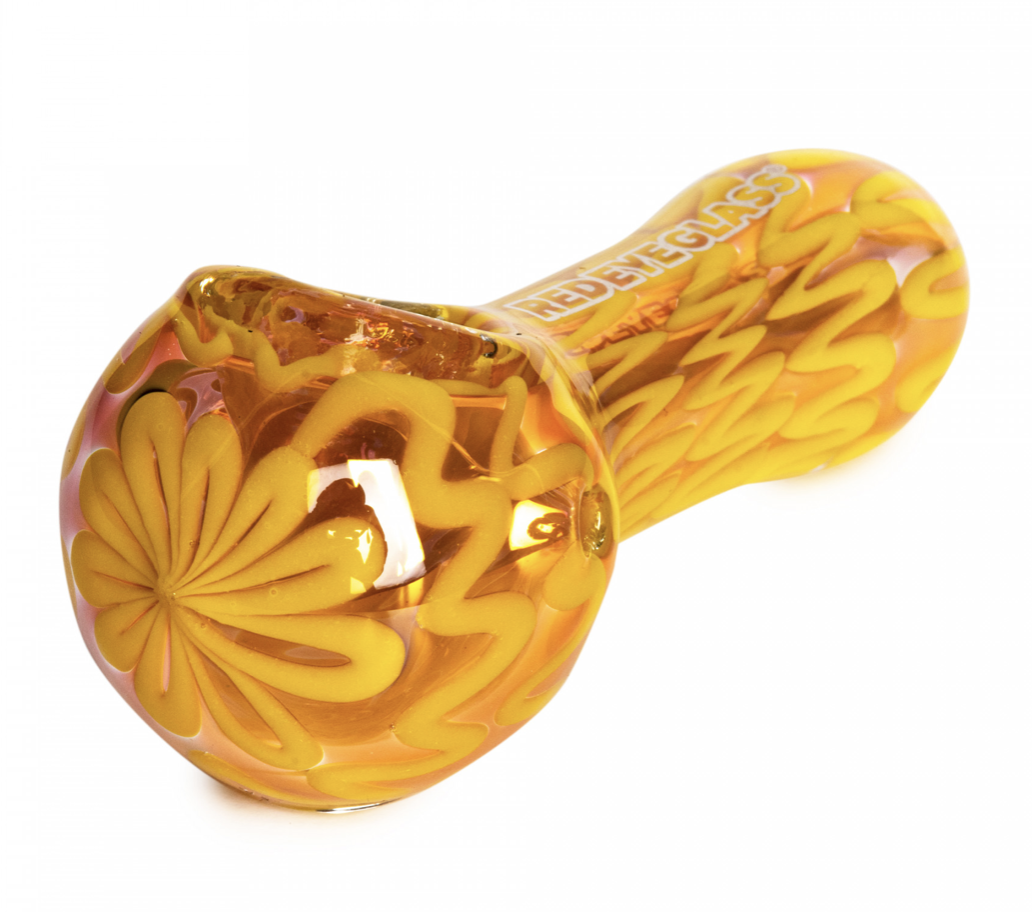 4” RED EYE-Electric Gold-Fumed Spoon Pipe w/Neoprene Bag