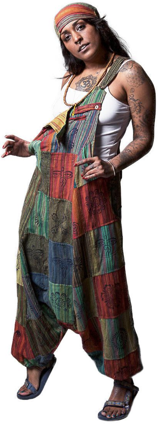 SALMO CANNABIS-Patchouli Patchwork Overalls