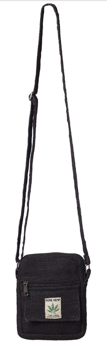 SALMO CANNABIS-Small Black Hemp Handbag
