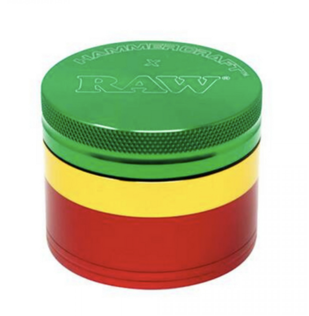 GRINDER | RAW x HAMMER CRAFT - 4-pc Large 2.5" RED, RASTA or BLACK