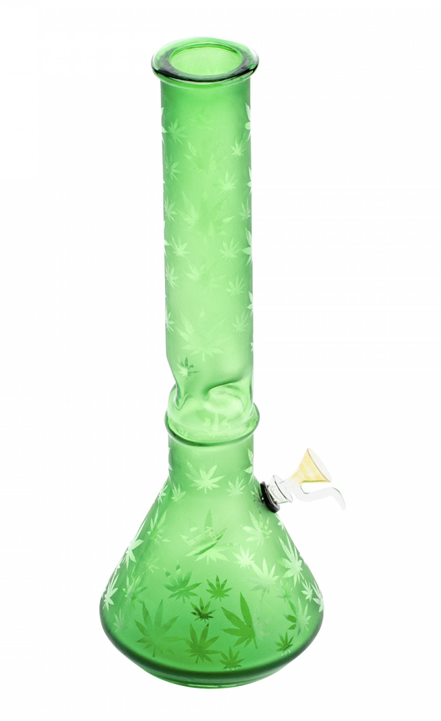 16&quot; RETRO GLASS-Multi Leaf Green Beaker Bong