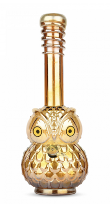 12” RETRO GLASS-Platinum Metallic Glow-In-The-Dark Owl Bong